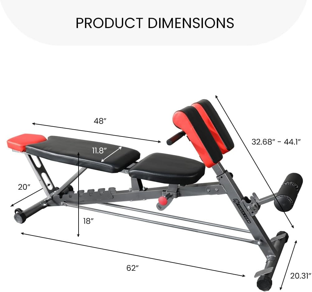 Ultimate Multi-Functional FID Weight Bench for Comprehensive All-In-One Body Workouts – Hyper Back Extension, Adjustable Ab Sit-up, Incline, Decline, and Flat Bench Options