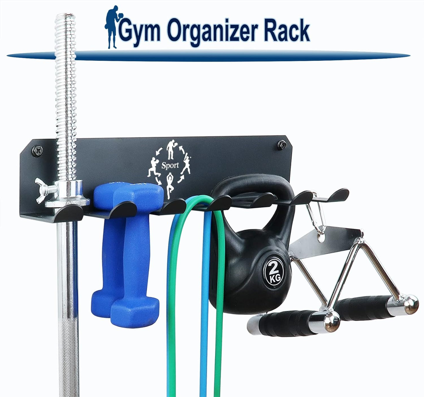 Premium Heavy-Duty Gym Storage Rack - Versatile Organizer for Resistance Bands, Barbells, and More - Perfect for Home Gyms and Garage Tools - Sleek Black Design