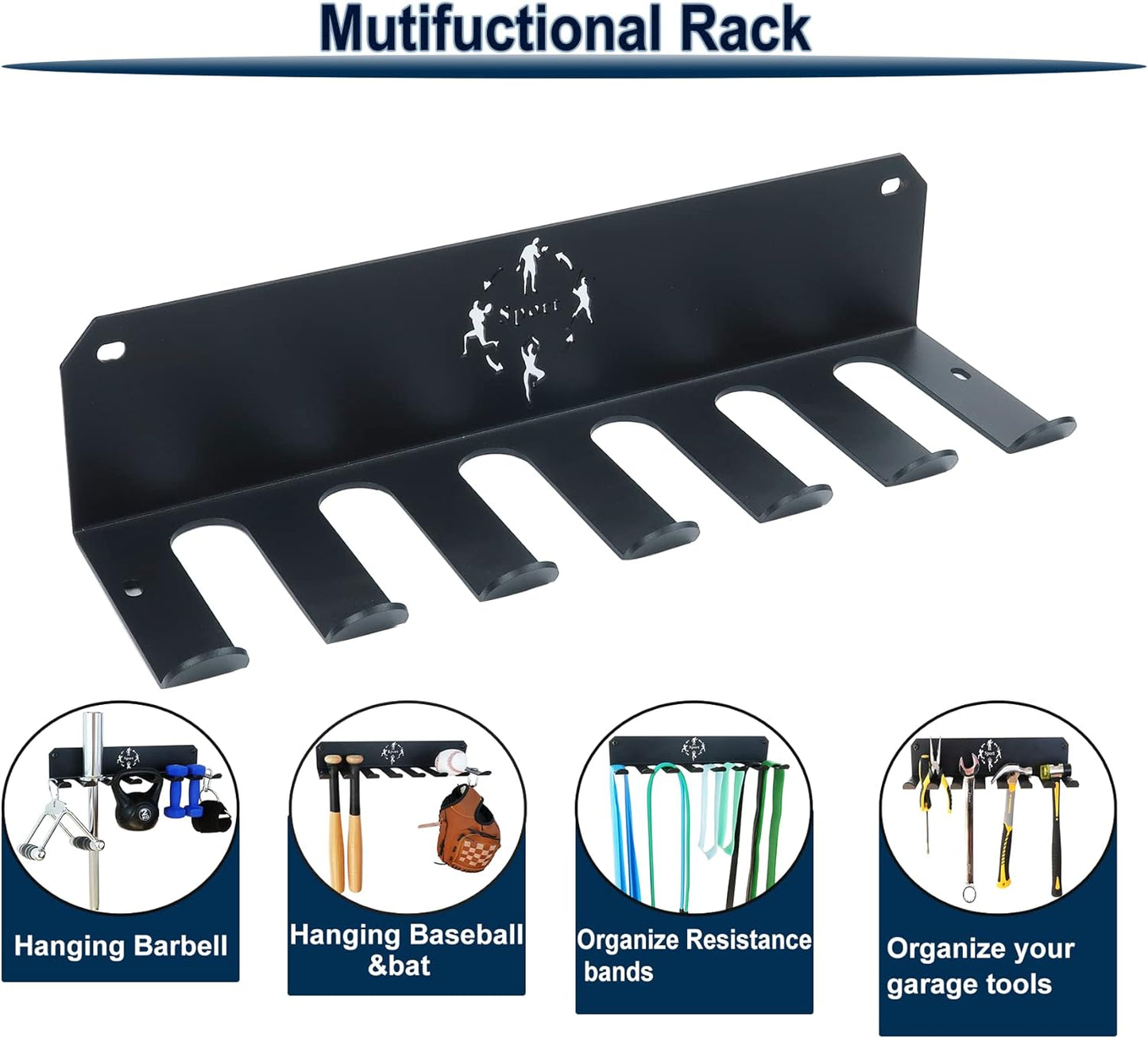 Premium Heavy-Duty Gym Storage Rack - Versatile Organizer for Resistance Bands, Barbells, and More - Perfect for Home Gyms and Garage Tools - Sleek Black Design