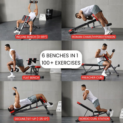 Ultimate Multi-Functional FID Weight Bench for Comprehensive All-In-One Body Workouts – Hyper Back Extension, Adjustable Ab Sit-up, Incline, Decline, and Flat Bench Options