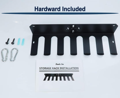 Premium Heavy-Duty Gym Storage Rack - Versatile Organizer for Resistance Bands, Barbells, and More - Perfect for Home Gyms and Garage Tools - Sleek Black Design