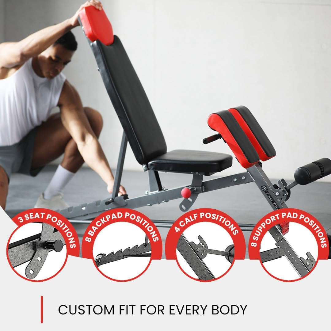 Ultimate Multi-Functional FID Weight Bench for Comprehensive All-In-One Body Workouts – Hyper Back Extension, Adjustable Ab Sit-up, Incline, Decline, and Flat Bench Options