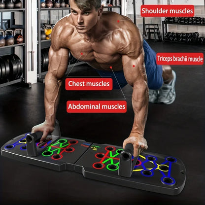 Multifunctional Folding Push-Up Board for Home and Gym Use - Enhance Chest Strength and Overall Fitness