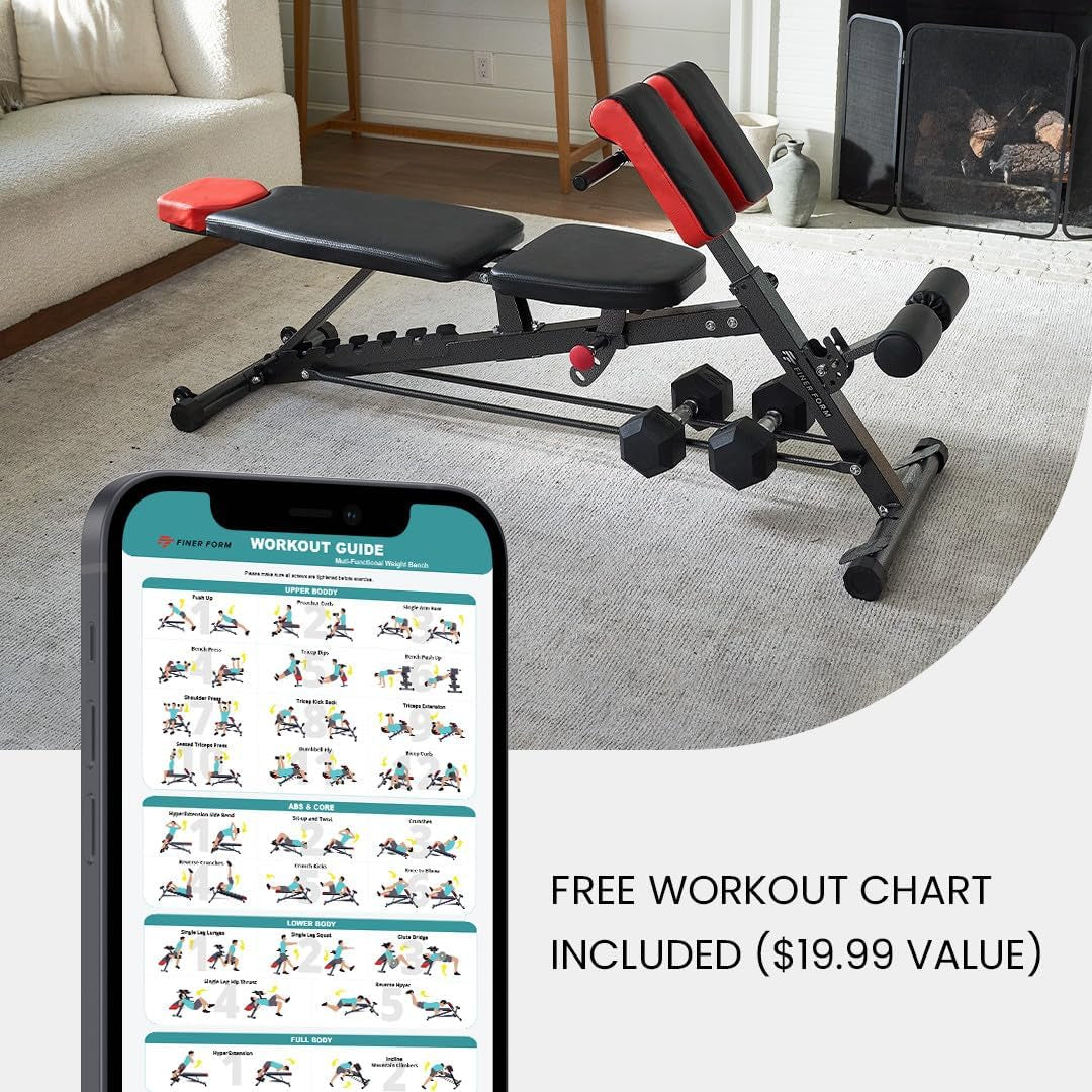 Ultimate Multi-Functional FID Weight Bench for Comprehensive All-In-One Body Workouts – Hyper Back Extension, Adjustable Ab Sit-up, Incline, Decline, and Flat Bench Options