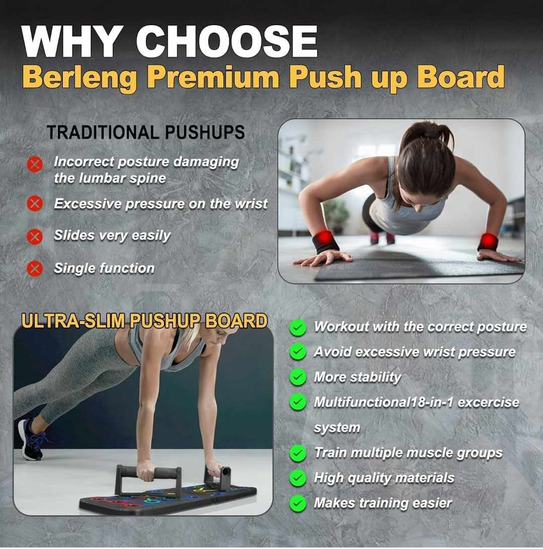 Ultimate 14 in 1 Push-Up Rack Board - Transform Your Home Workouts with Adjustable Grip Positions and Difficulty Levels!